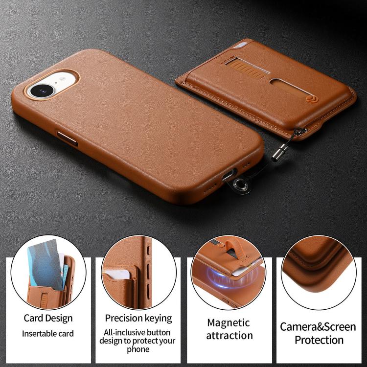 Detachable Magnetic Card Bag Phone Case with Finger Ring Grip & Anti-loss Rope, For iPhone 17e / 16e, For iPhone 17 Pro Max, For iPhone 17 Pro, For iPhone 17, For iPhone Air, For iPhone 16 Plus