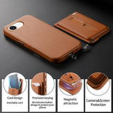Detachable Magnetic Card Bag Phone Case with Finger Ring Grip & Anti-loss Rope, For iPhone 17e / 16e, For iPhone 17 Pro Max, For iPhone 17 Pro, For iPhone 17, For iPhone Air, For iPhone 16 Plus