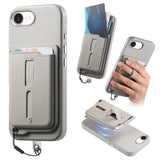 Detachable Magnetic Card Bag Phone Case with Finger Ring Grip & Anti-loss Rope, For iPhone 17e / 16e, For iPhone 17 Pro Max, For iPhone 17 Pro, For iPhone 17, For iPhone Air, For iPhone 16 Plus