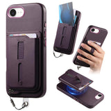 Detachable Magnetic Card Bag Phone Case with Finger Ring Grip & Anti-loss Rope, For iPhone 17e / 16e, For iPhone 17 Pro Max, For iPhone 17 Pro, For iPhone 17, For iPhone Air, For iPhone 16 Plus