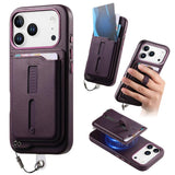 Detachable Magnetic Card Bag Phone Case with Finger Ring Grip & Anti-loss Rope, For iPhone 17e / 16e, For iPhone 17 Pro Max, For iPhone 17 Pro, For iPhone 17, For iPhone Air, For iPhone 16 Plus