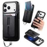 Detachable Magnetic Card Bag Phone Case with Finger Ring Grip & Anti-loss Rope, For iPhone 17e / 16e, For iPhone 17 Pro Max, For iPhone 17 Pro, For iPhone 17, For iPhone Air, For iPhone 16 Plus