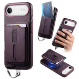 Detachable Magnetic Card Bag Phone Case with Finger Ring Grip & Anti-loss Rope, For iPhone 17e / 16e, For iPhone 17 Pro Max, For iPhone 17 Pro, For iPhone 17, For iPhone Air, For iPhone 16 Plus