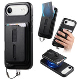 Detachable Magnetic Card Bag Phone Case with Finger Ring Grip & Anti-loss Rope, For iPhone 17e / 16e, For iPhone 17 Pro Max, For iPhone 17 Pro, For iPhone 17, For iPhone Air, For iPhone 16 Plus