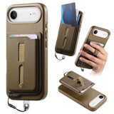 Detachable Magnetic Card Bag Phone Case with Finger Ring Grip & Anti-loss Rope, For iPhone 17e / 16e, For iPhone 17 Pro Max, For iPhone 17 Pro, For iPhone 17, For iPhone Air, For iPhone 16 Plus