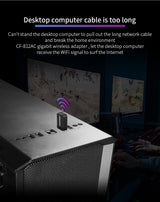 COMFAST CF-812AC USB WiFi Adapter-1300 Mbps USB di Rete Wireless wiFi, CF-812AC
