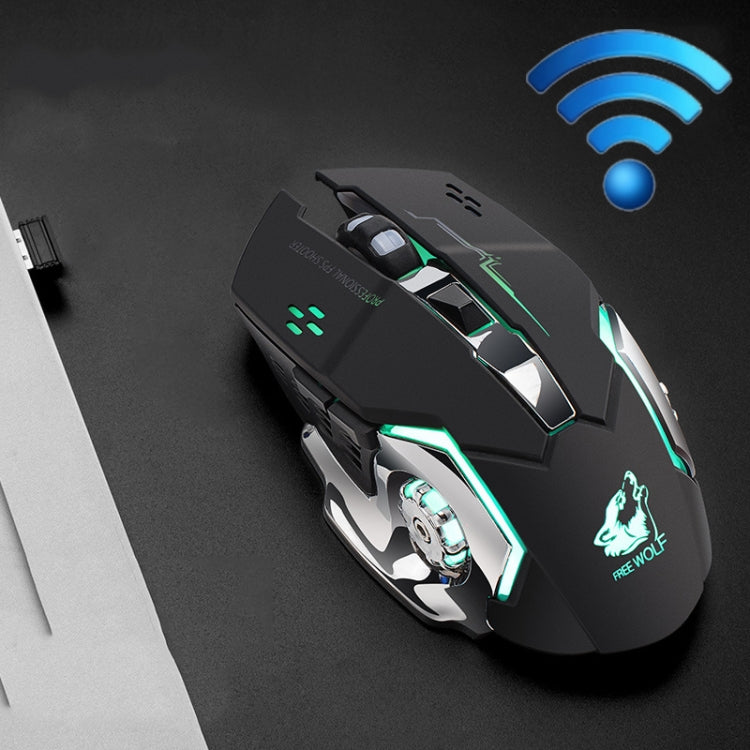 FREEDOM-WOLF X8 2400 DPI 6 Keys 2.4G Wireless Charging Silent Luminous Gaming Mechanical Mouse, X8 White, X8 Black, X8 Metal Grey, X8 Star Black