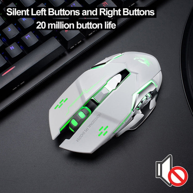 FREEDOM-WOLF X8 2400 DPI 6 Keys 2.4G Wireless Charging Silent Luminous Gaming Mechanical Mouse, X8 White, X8 Black, X8 Metal Grey, X8 Star Black