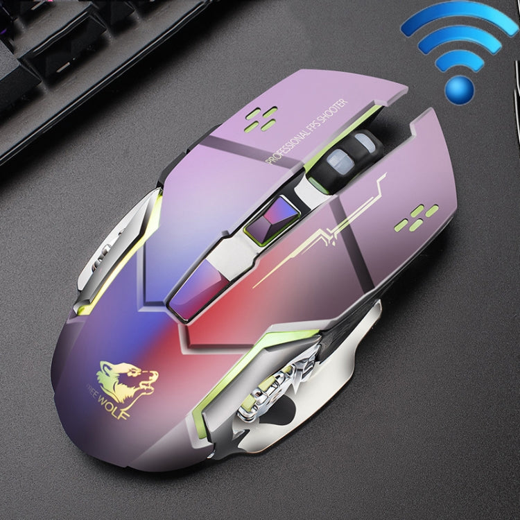 FREEDOM-WOLF X8 2400 DPI 6 Keys 2.4G Wireless Charging Silent Luminous Gaming Mechanical Mouse, X8 White, X8 Black, X8 Metal Grey, X8 Star Black