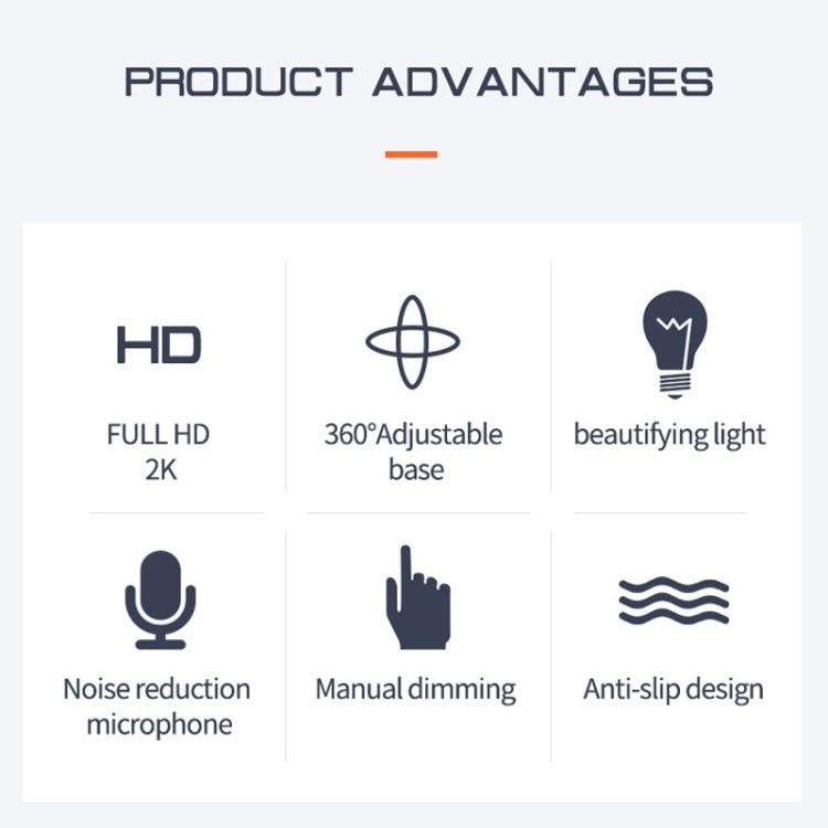 X98 USB Drive-Free HD Fill Light Camera with Microphone, 720P, 1080P, 2K Auto Focus