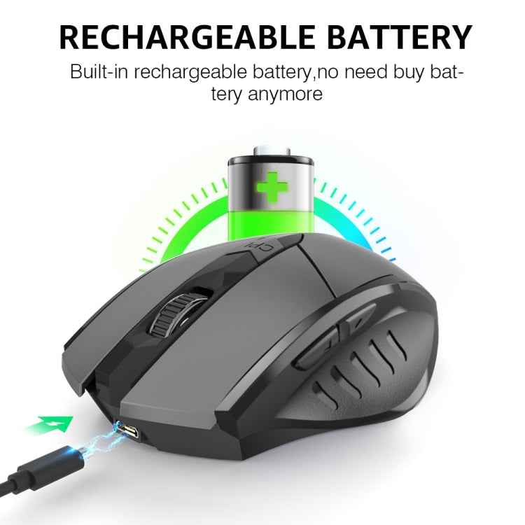 Inphic A1 6 Keys 1000/1200/1600 DPI Home Gaming Wireless Mechanical Mouse, Colour: Gray Wireless+Bluetooth 4.0+Bluetooth 5.0, Gray Wireless+Bluetooth 4.0+Bluetooth 5.0, Black Wireless+Bluetooth 4.0+Bluetooth 5.0, Black Wireless Charging Silent Version ...