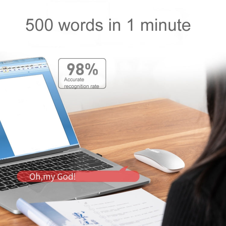 M103 1600DPI 5 Keys 2.4G Wireless Mouse Charging Ai Intelligent Voice Office Mouse, Support 28 Languages, White, Black, Silver, Rose Gold, Gray