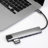 WC7367 8 in 1 87W Type-C to PD+USB3.0/USB2.0+SD+TF+HDMI+RJ45+Type-c Docking Station HUB, WC7367