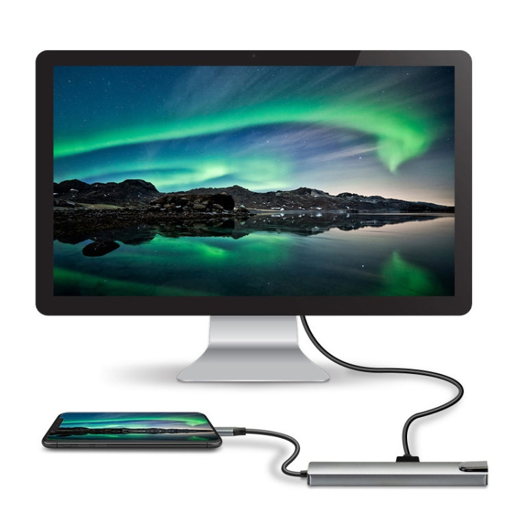 WC7367 8 in 1 87W Type-C to PD+USB3.0/USB2.0+SD+TF+HDMI+RJ45+Type-c Docking Station HUB, WC7367