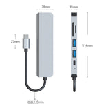 6 In 1 USB-C / Type-C To 4K HDMI + SD / TF Card Slot + PD USB-C / Type-C Charging + 2 USB 3.0 Ports Multifunctional HUB Docking Station, 6 In 1