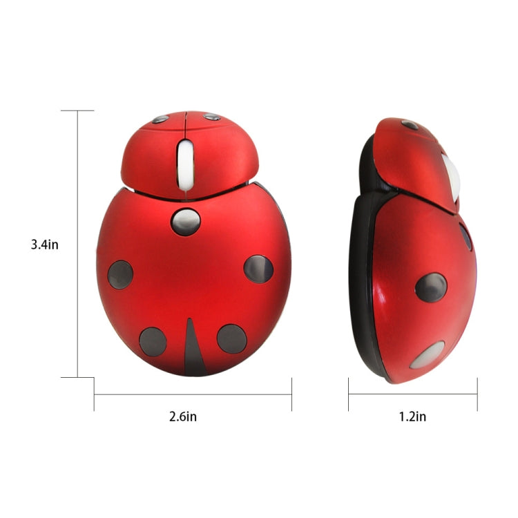 CM0184 3000 DPI 3-keys Mini Ladybug 2.4G Wireless Mouse Personalized Wireless Mouse, Red, Blue