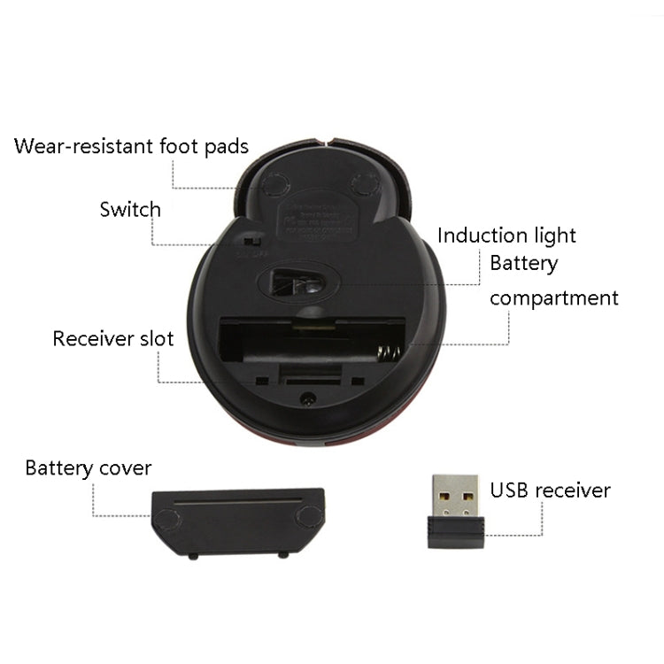 CM0184 3000 DPI 3-keys Mini Ladybug 2.4G Wireless Mouse Personalized Wireless Mouse, Red, Blue