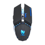 T-WOLF Q15 6-Buttons 1600 DPI Wireless Rechargeable Mute Office Gaming Mouse with 7 Color Breathing Light, Technology Black, Stars Black, Pearl White