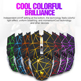 T-WOLF Q15 6-Buttons 1600 DPI Wireless Rechargeable Mute Office Gaming Mouse with 7 Color Breathing Light, Technology Black, Stars Black, Pearl White