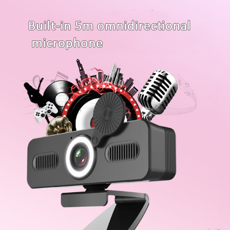 Network High-Definition Computer Camera Drive-Free Beautifying Light Camera with Omnidirectional Microphone, Cable Length: 1.8m, 1080P, 2K, 4K