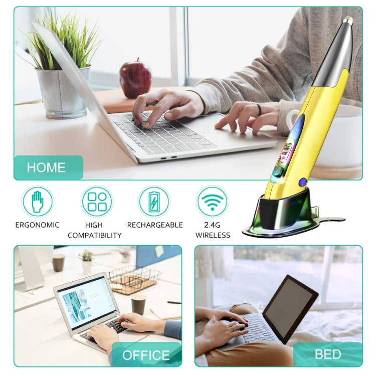 PR-A18 2.4G Charge Mouse Pen Handwritten Glow Wireless Mouse Pen, Yellow, Red, Purple, Green, Blue, Silver Gray