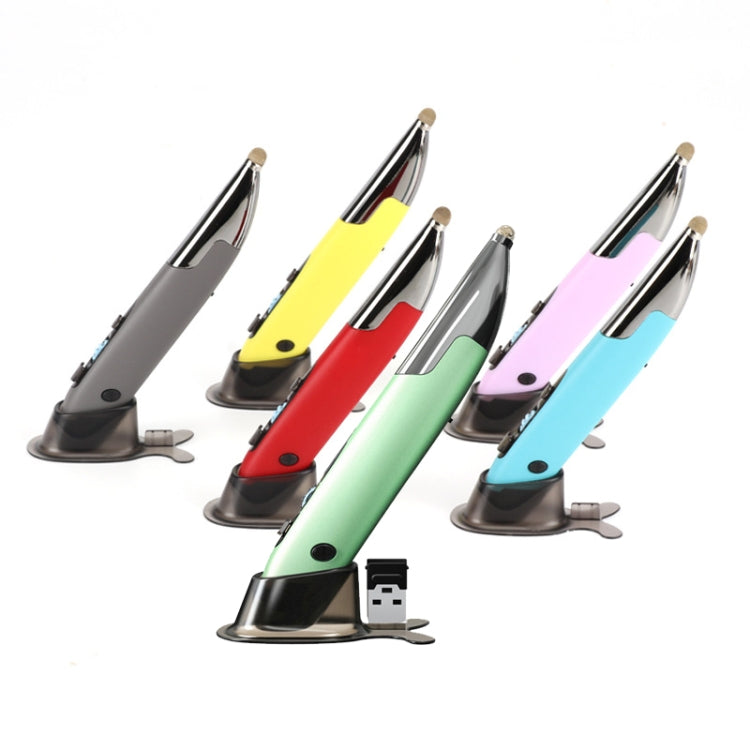 PR-A19 2.4GHz Wireless Charging Bluetooth Mouse Pen Type Shining Quiet Mouse, Yellow, Red, Purple, Green, Blue, Silver Gray