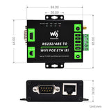 Waveshare Industrial Grade Serial Server RS232/485 to WiFi / Ethernet, RJ45 Network Port, RJ45 Network Port with POE Support