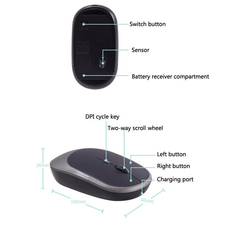 M030 4 Keys 1600DPI Laptop Office Mute Mouse, Style:, Wireless (Ink Green), Wireless (Blue), Wireless (Pink), Wireless (Gray), Wireless (White), Wireless (Black), Bluetooth (Ink Green), Bluetooth (Blue), Bluetooth (Pink), Bluetooth (Gray)              ...