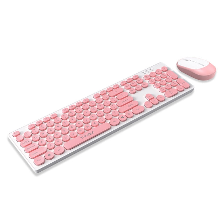 T-WOLF TF770 Mechanical Feel Wireless Gaming Keyboard And Mouse Set, Pink, Blue