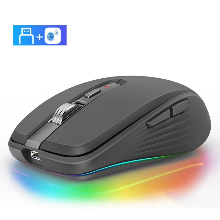 Fmouse M303 2400DPI Bluetooth&2.4G Dual Modes Rechargeable RGB Mouse, Gray, Pink, White