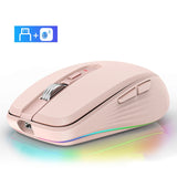 Fmouse M303 2400DPI Bluetooth&2.4G Dual Modes Rechargeable RGB Mouse, Gray, Pink, White