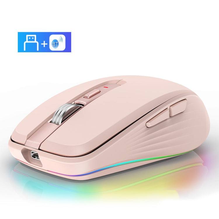 Fmouse M303 2400DPI Bluetooth&2.4G Dual Modes Rechargeable RGB Mouse, Gray, Pink, White