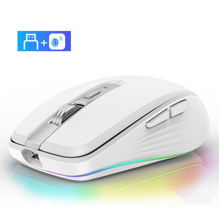 Fmouse M303 2400DPI Bluetooth&2.4G Dual Modes Rechargeable RGB Mouse, Gray, Pink, White