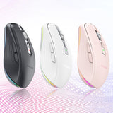 Fmouse M303 2400DPI Bluetooth&2.4G Dual Modes Rechargeable RGB Mouse, Gray, Pink, White