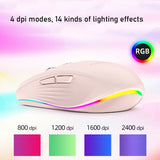 Fmouse M303 2400DPI Bluetooth&2.4G Dual Modes Rechargeable RGB Mouse, Gray, Pink, White