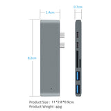 7 In 1 100W USB 3.1 To 20VPD+Card Reader Data+HUB+HDMI 4K Converter, Gray, Silver