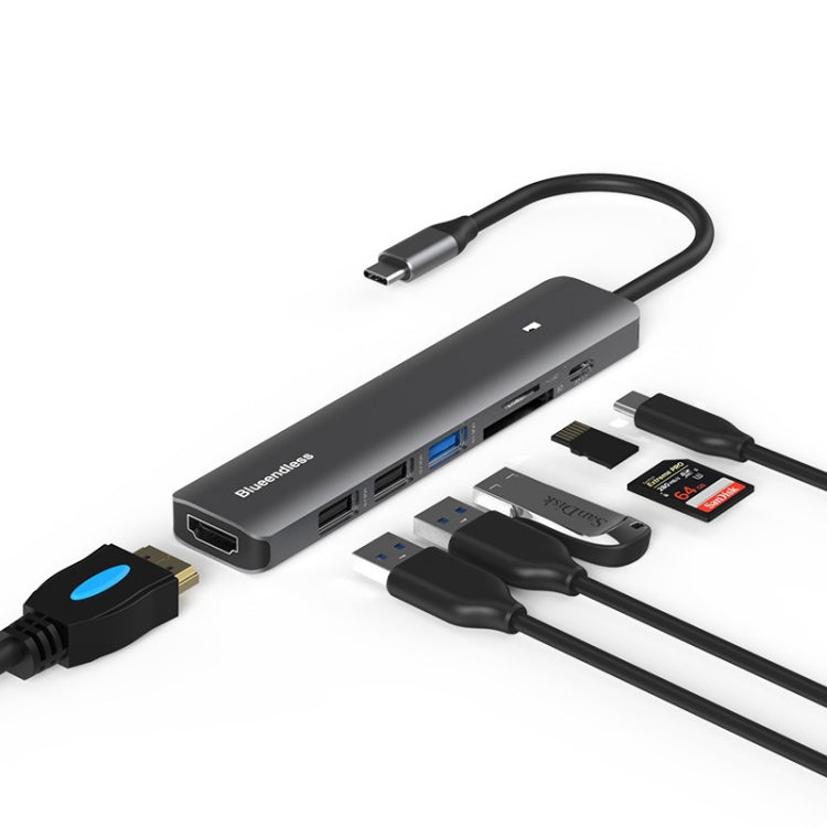 Blueendless Type-C+USB 3.0/2.0+HDMI4K HUB, Specification:, 5 in 1 USB 3.0/2.0, 7 in 1