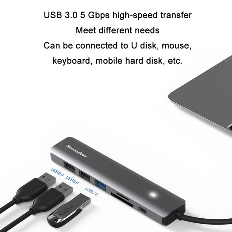 Blueendless Type-C+USB 3.0/2.0+HDMI4K HUB, Specification:, 5 in 1 USB 3.0/2.0, 7 in 1