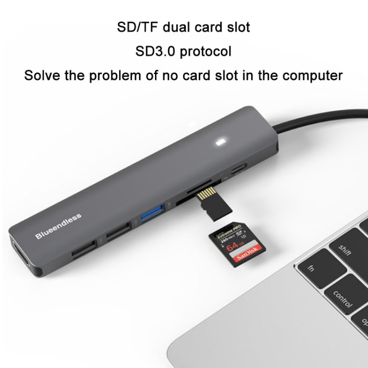 Blueendless Type-C+USB 3.0/2.0+HDMI4K HUB, Specification:, 5 in 1 USB 3.0/2.0, 7 in 1