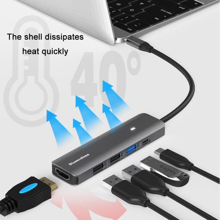 Blueendless Type-C+USB 3.0/2.0+HDMI4K HUB, Specification:, 5 in 1 USB 3.0/2.0, 7 in 1