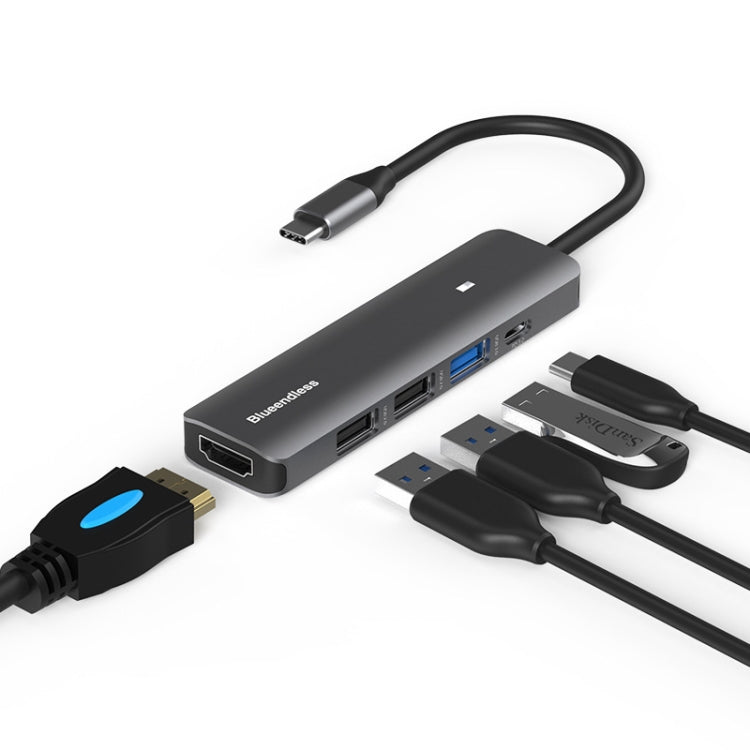 Blueendless Type-C+USB 3.0/2.0+HDMI4K HUB, Specification:, 5 in 1 USB 3.0/2.0, 7 in 1