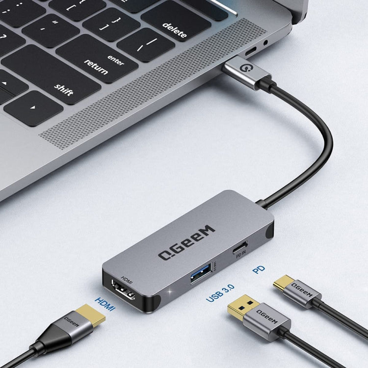 QGeeM UH03-1 USB3.0 Multifunctional Docking Station Type-C PD100W HUB, UH03-1 (3 in 1)