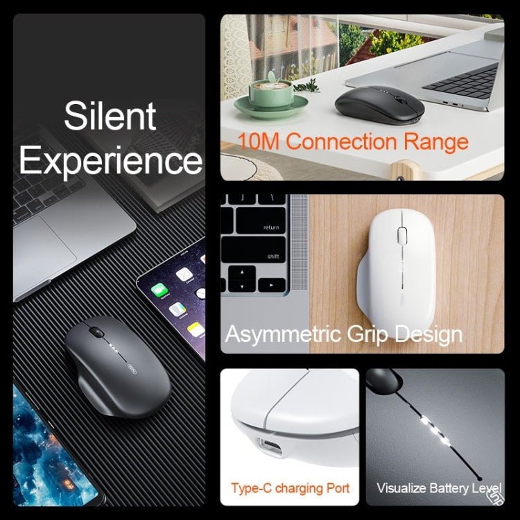 Inphic M1 2nd Generation Wireless Mice Rechargeable Mute Business Office Home Laptop Mouse, 2.4G Black