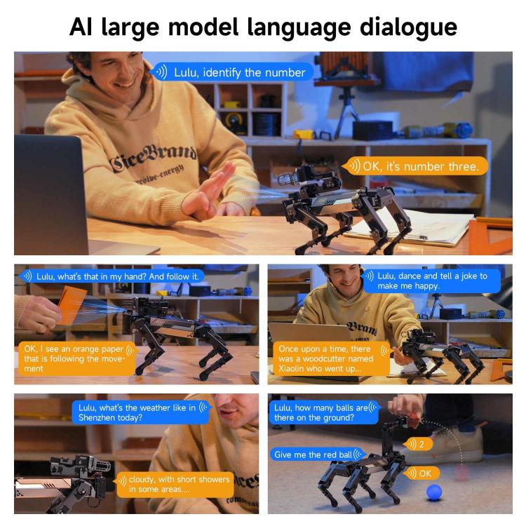 YAHBOOM DOGZILLA-Lite AI-Powered Bionic Robotic Dog 15-DOF Desktop Companion With Robotic Arm, Raspberry Pi Controlled, Multimodal AI & Visual Interaction