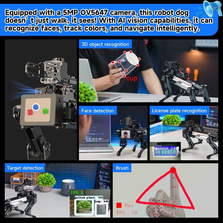 YAHBOOM DOGZILLA-Lite AI-Powered Bionic Robotic Dog 15-DOF Desktop Companion With Robotic Arm, Raspberry Pi Controlled, Multimodal AI & Visual Interaction