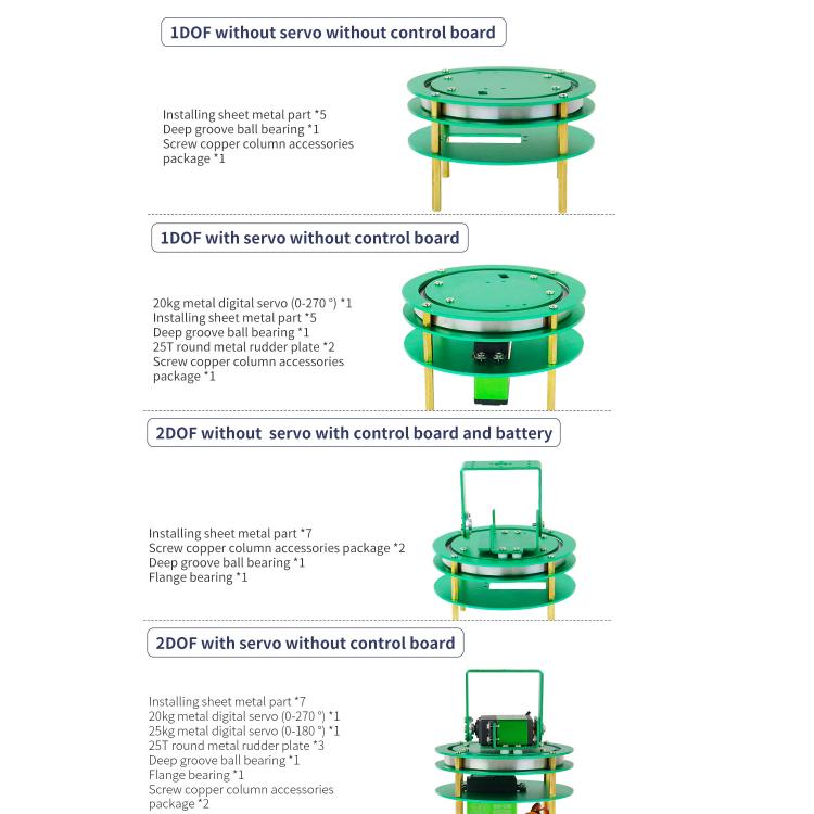 Electric Platform For Robot Car, Yahboom 1DOF  Green, Yahboom 1DOF With Servo Green, Yahboom 2DOF Green, Yahboom 2DOF With Servo Green, Yahboom 1DOF Black, Yahboom 1DOF With Servo  Black, Yahboom 2DOF  Black, Yahboom 2DOF With Servo Black