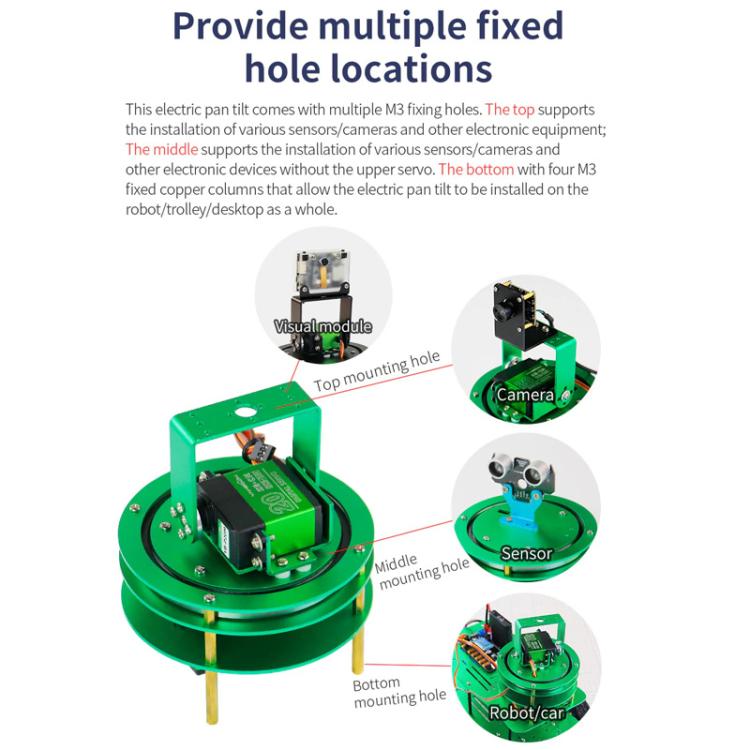 Electric Platform For Robot Car, Yahboom 1DOF  Green, Yahboom 1DOF With Servo Green, Yahboom 2DOF Green, Yahboom 2DOF With Servo Green, Yahboom 1DOF Black, Yahboom 1DOF With Servo  Black, Yahboom 2DOF  Black, Yahboom 2DOF With Servo Black