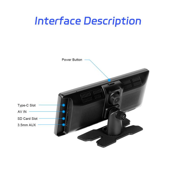 4K HD Car Recorder Car Navigator Carplay Car Center Monitor, A4473