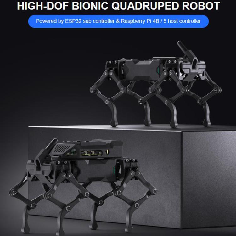 Waveshare WAVEGO Pro 12-DOF Bionic Dog-Like Robot Open Source For ESP32 And Raspberry Pi, Basic, EX, Pi 5