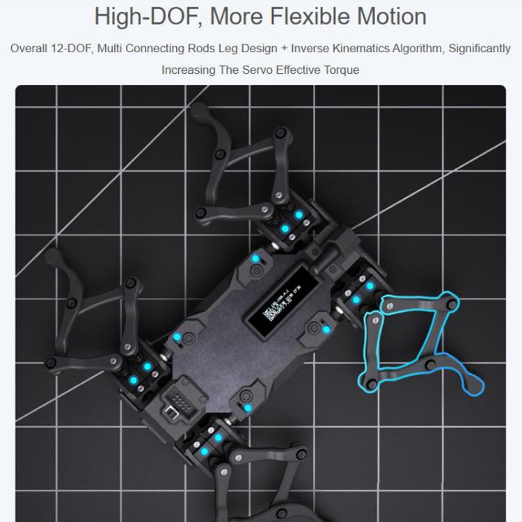 Waveshare WAVEGO Pro 12-DOF Bionic Dog-Like Robot Open Source For ESP32 And Raspberry Pi, Basic, EX, Pi 5